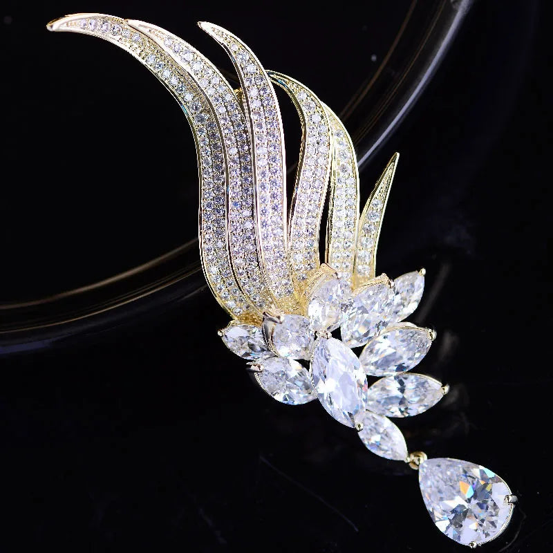 Copper Inlaid Zircon Angel Wings Zircon Brooch Creative Pin