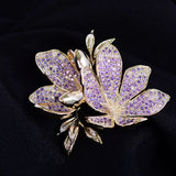 Copper Inlaid Zircon Flower Brooch High-end Accessory