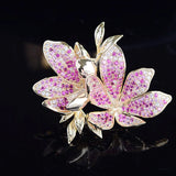 Copper Inlaid Zircon Flower Brooch High-end Accessory