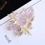 Copper Inlaid Zircon Flower Brooch High-end Accessory