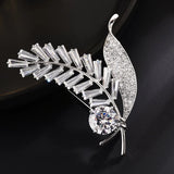 Copper Zircon Wedding Jewelry Leaves Brooch Pin