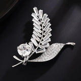 Copper Zircon Wedding Jewelry Leaves Brooch Pin