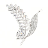 Copper Zircon Wedding Jewelry Leaves Brooch Pin