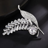 Copper Zircon Wedding Jewelry Leaves Brooch Pin