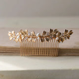 Copper Leaves Comb Bridal Hair Piece Zircon Wedding Headpiece
