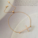 Copper Link Chain Cross Charm Bracelets for Women