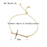 Copper Link Chain Cross Charm Bracelets for Women