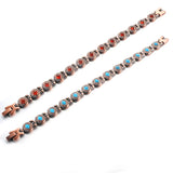 Copper Magnetic Bracelet with Turquoise Stones for Women