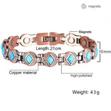 Copper Magnetic Bracelet with Turquoise Stones for Women