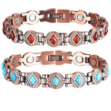 Copper Magnetic Bracelet with Turquoise Stones for Women