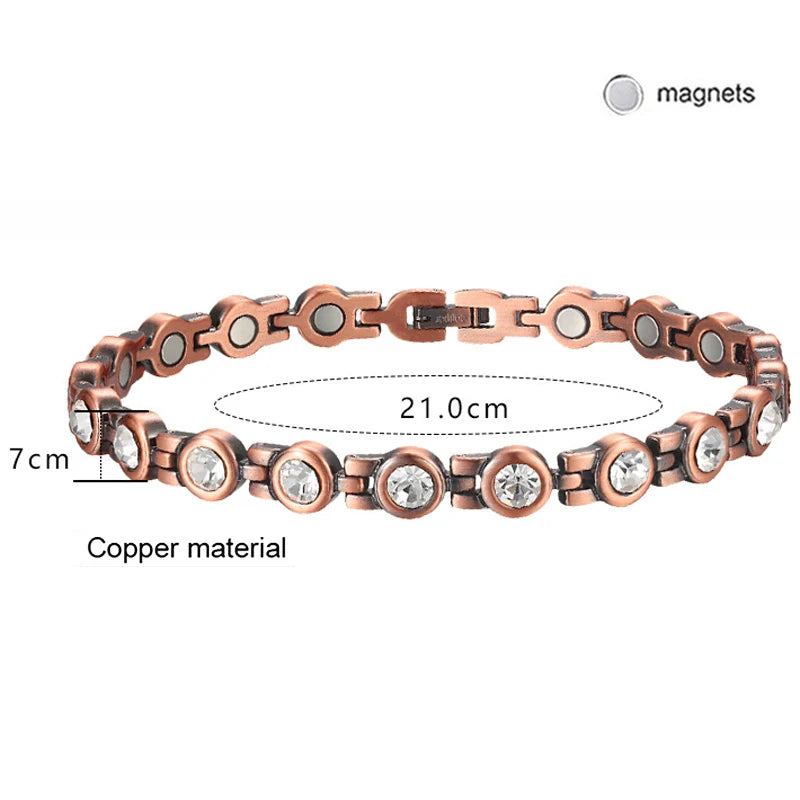 Copper Magnetic Crystal Bracelets Women Therapy Relief Arthritis Pain