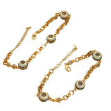 Copper Plated Floral Arabian Bridal Bracelet Chain Cuff