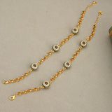 Copper Plated Floral Arabian Bridal Bracelet Chain Cuff