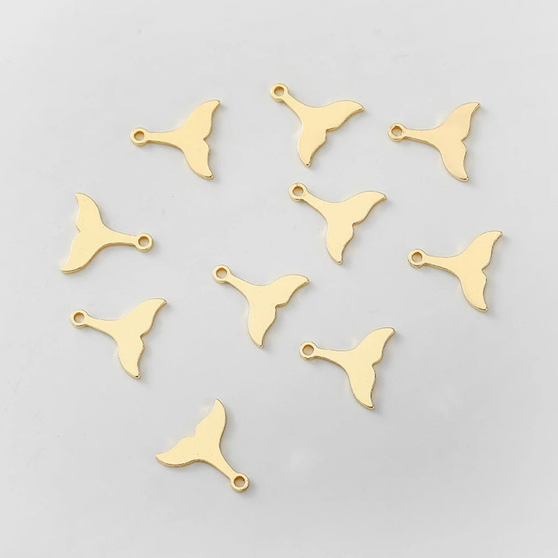 Copper Fish Tail Charms Pendants 10PCS