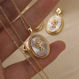 Copper Metal Oval Shell Angel Pendant Charm for DIY Jewelry Making