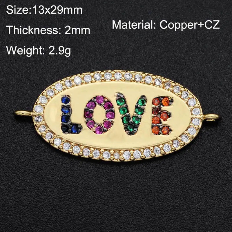 Copper Micro-inlaid Zircon LOVE Double Circle Connection Accessories