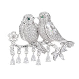 Copper Bird Pearl CZ Brooch Hijab Pin All-match Jewelry Creative Gift
