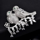 Copper Bird Pearl CZ Brooch Hijab Pin All-match Jewelry Creative Gift
