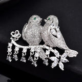 Copper Bird Pearl CZ Brooch Hijab Pin All-match Jewelry Creative Gift