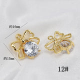 Copper Zircon Bowknot Pendant Charms for DIY Jewelry Making