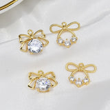 Copper Zircon Bowknot Pendant Charms for DIY Jewelry Making
