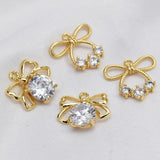 Copper Zircon Bowknot Pendant Charms for DIY Jewelry Making