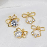 Copper Zircon Bowknot Pendant Charms for DIY Jewelry Making