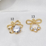 Copper Zircon Bowknot Pendant Charms for DIY Jewelry Making