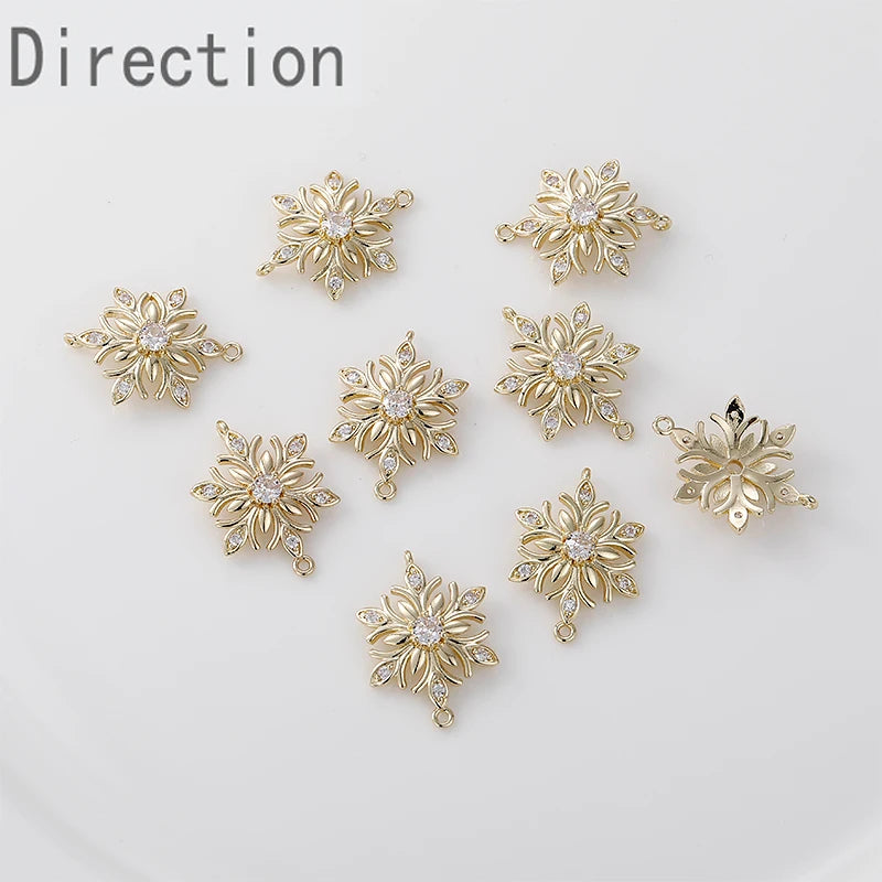 Copper Plated Double Hanging Zircon Snowflake Pendant