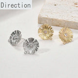 Copper Plated Zircon Flower Daisy Drop Ear Pin Earrings