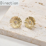 Copper Plated Zircon Flower Daisy Drop Ear Pin Earrings