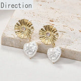 Copper Plated Zircon Flower Daisy Drop Ear Pin Earrings