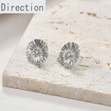 Copper Plated Zircon Flower Daisy Drop Ear Pin Earrings