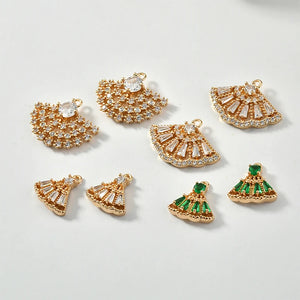 Copper Plated Zircon Ear Stud Necklace Pendant Material DIY Earrings Jewelry