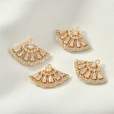 Copper Plated Zircon Ear Stud Necklace Pendant Material DIY Earrings Jewelry
