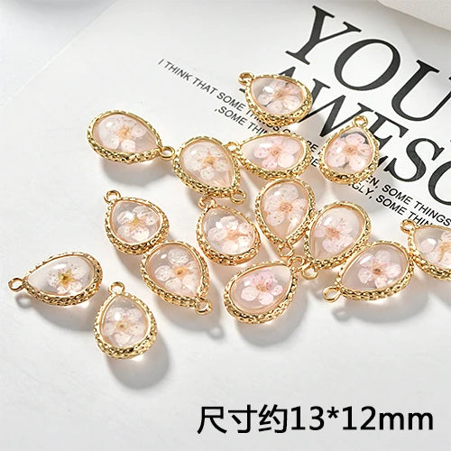 Copper Plated 16k Dried Water Drop Pendant for DIY Jewelry Making