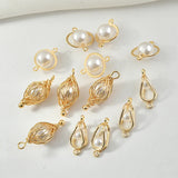 18K Real Wire Wound Pearl Geo Pendant DIY Earrings