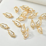 18K Real Wire Wound Pearl Geo Pendant DIY Earrings