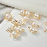 18K Real Wire Wound Pearl Geo Pendant DIY Earrings