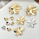 Copper Plated 18K Real Flower Pleated Flower Jewelry Accessories DIY Earrings