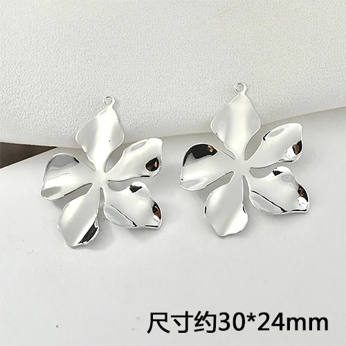 Copper Plated 18K Real Flower Pleated Flower Jewelry Accessories DIY Earrings