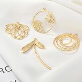 Copper Plated Geometric Leaves Flower Circle Earrings Material DIY Ear Ring 2pcs