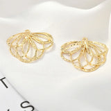 Copper Plated Geometric Leaves Flower Circle Earrings Material DIY Ear Ring 2pcs