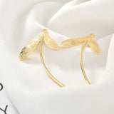 Copper Plated Geometric Leaves Flower Circle Earrings Material DIY Ear Ring 2pcs