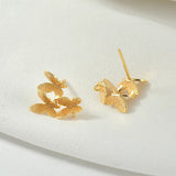 18K Real Mori Butterfly Silver Needle Ear Stud DIY Earrings