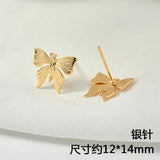18K Real Mori Butterfly Silver Needle Ear Stud DIY Earrings