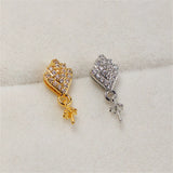 Copper Plated Diamond Zircon Pearl Stud Earrings Silver Pin Bracket