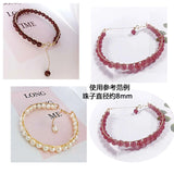18K Double-Layer Flower Bracelet DIY Hand Winding Stone Pearl Bracelet