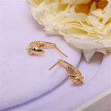 18K Copper Plated Leaf Zircon Pearl Earrings