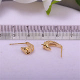18K Copper Plated Leaf Zircon Pearl Earrings